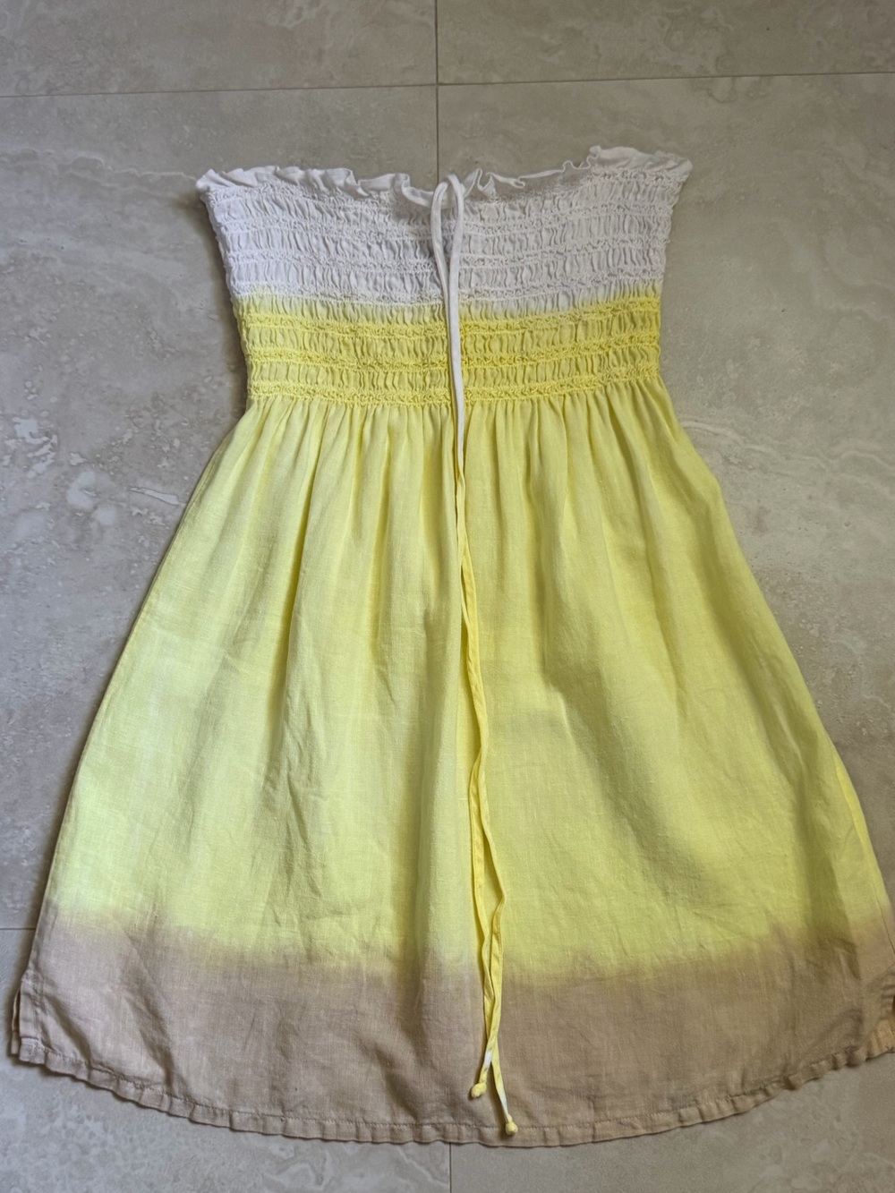 Juicy Couture White and Yellow Ombre Strapless Tube Dress Y2K
